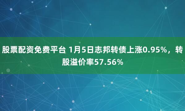 股票配资免费平台 1月5日志邦转债上涨0.95%，转股溢价率57.56%